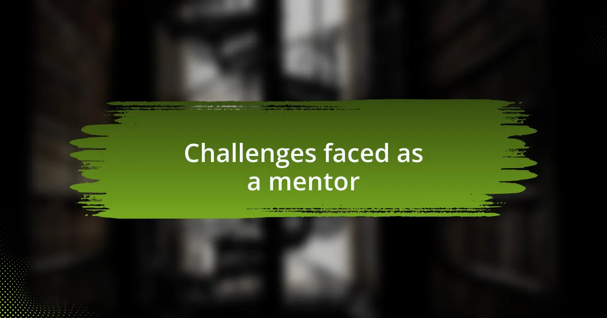 Challenges faced as a mentor