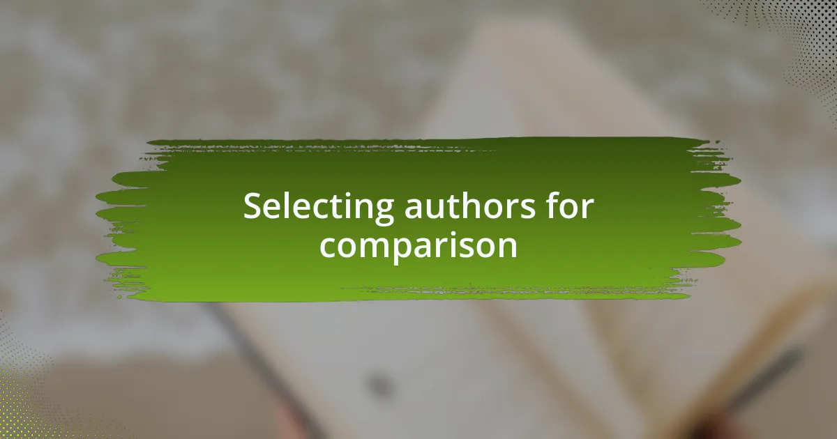 Selecting authors for comparison